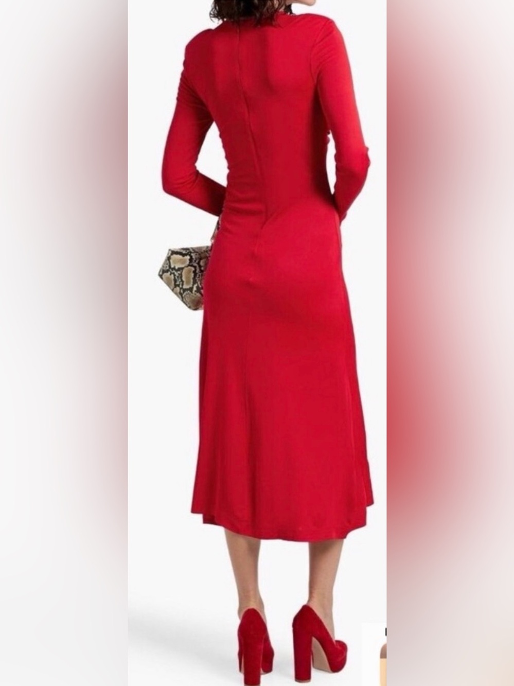 FARM Rio Red Long-Sleeve Twist-Front Midi Dress - Picture 2 of 9
